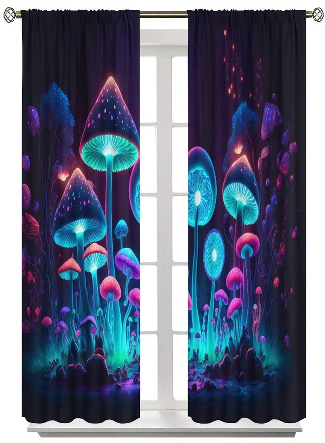 LOMADIA Mushroom Curtain, Retro Abstract Dream Mushroom Home Decor Windows Rod Pocket Curtain for Bedroom Living Room Kitchen Office Drapes 42x63in - Image 5